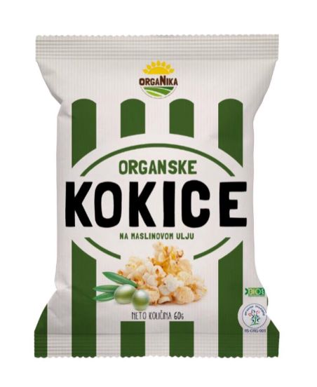 Organic popcorn in olive oil 60g