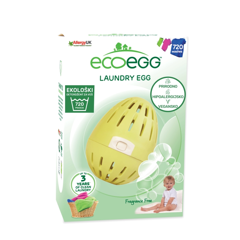 ECOEGG Natural, environmentally friendly, hipoalergenic laundry detergent (Fragrance Free - for 720 washes) 