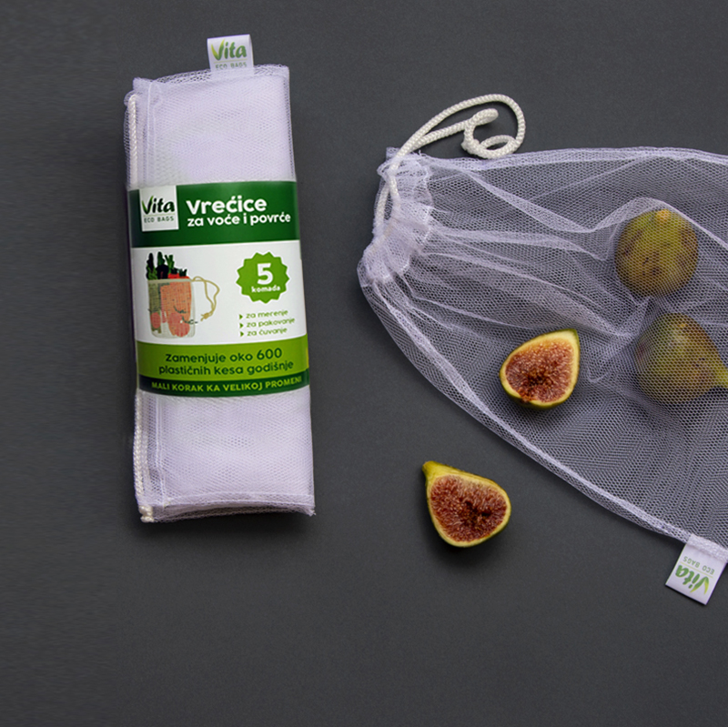 Reusable Eco Friendly Bags for fresh groceries (pack 5 pcs)