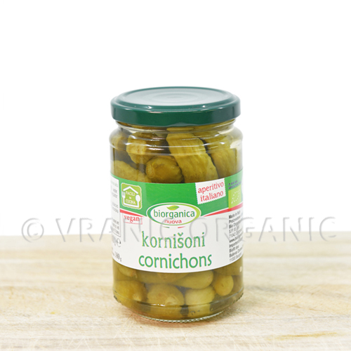 Organic cornichons in vinegar 280g