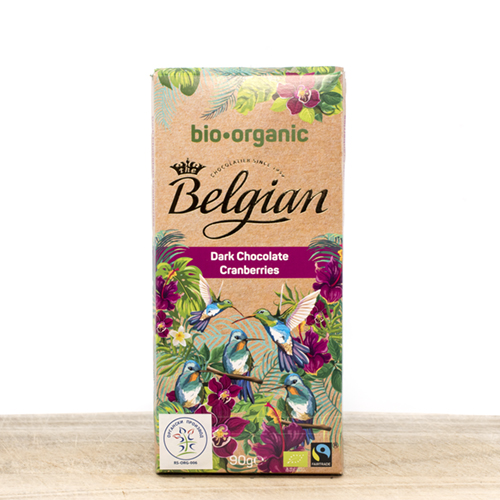 Belgian Organic Dark Chocolate with Cranberry 90g