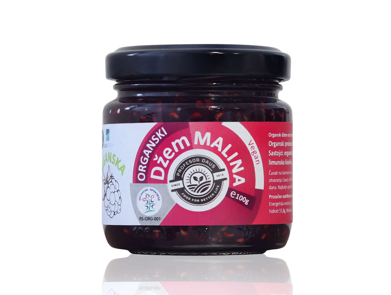 Organic raspberry jam 100g